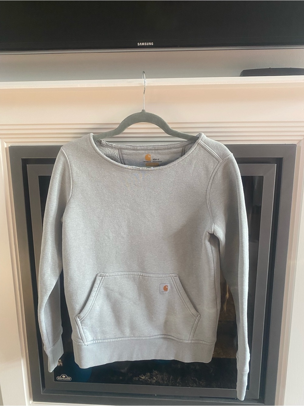 Carhartt Women's Relax Fit Force Workwear Light Gray Crewneck Sweatshirt- XS